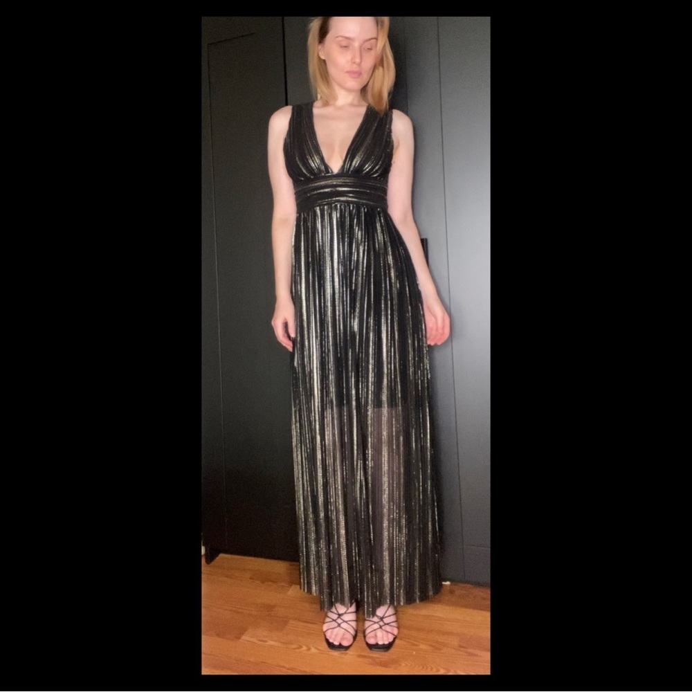 Guess maxi dress size small black/golden stripes